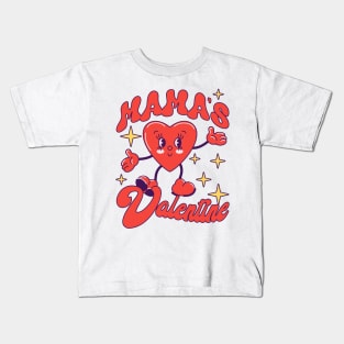 Retro Groovy Mama is My Valentine Cute Heart Boys Girls Kids Kids T-Shirt